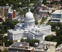 The Wisconsin Capitol photographed from above