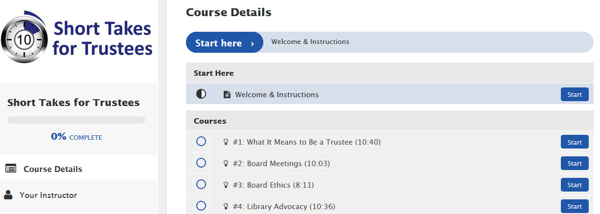 Course List for Short Takes Image of List of courses in Short Takes