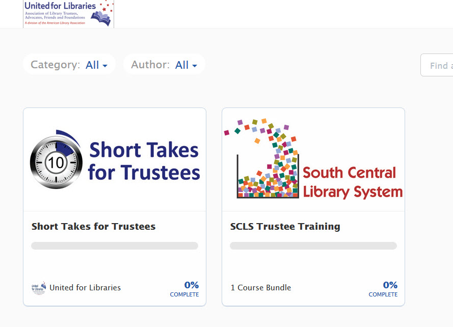 Short Takes for Trustees Image of Short Takes for Trustees course dash board